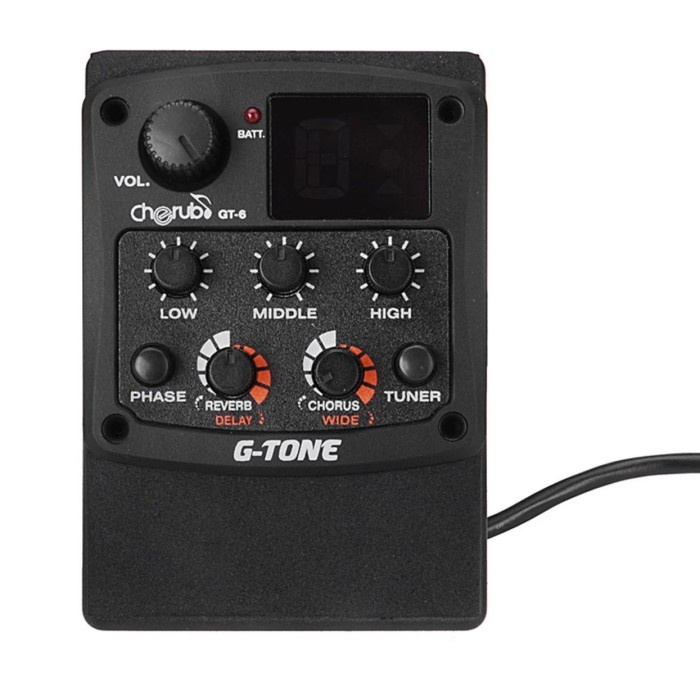 BEST QUALITY Cherub GT-6 Preamp Equalizer 3 Band Pickup Gitar Akustik Tuner Reverb
