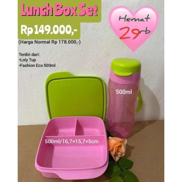 TUPPERWARE LUNCH BOX SET PINK - PROMO