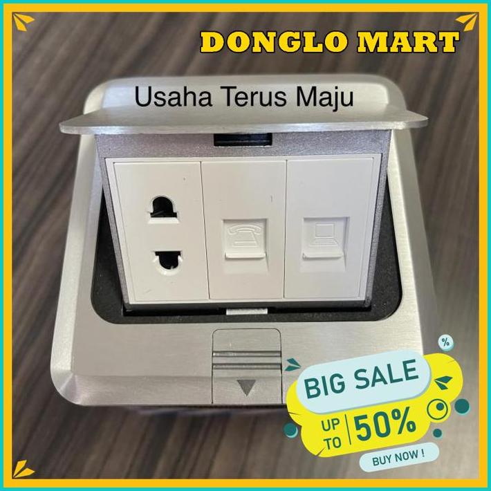 STOP KONTAK LANTAI TANAM FLIP UP/ STOP KONTAK DATA, TELP & USB TERBAIK 