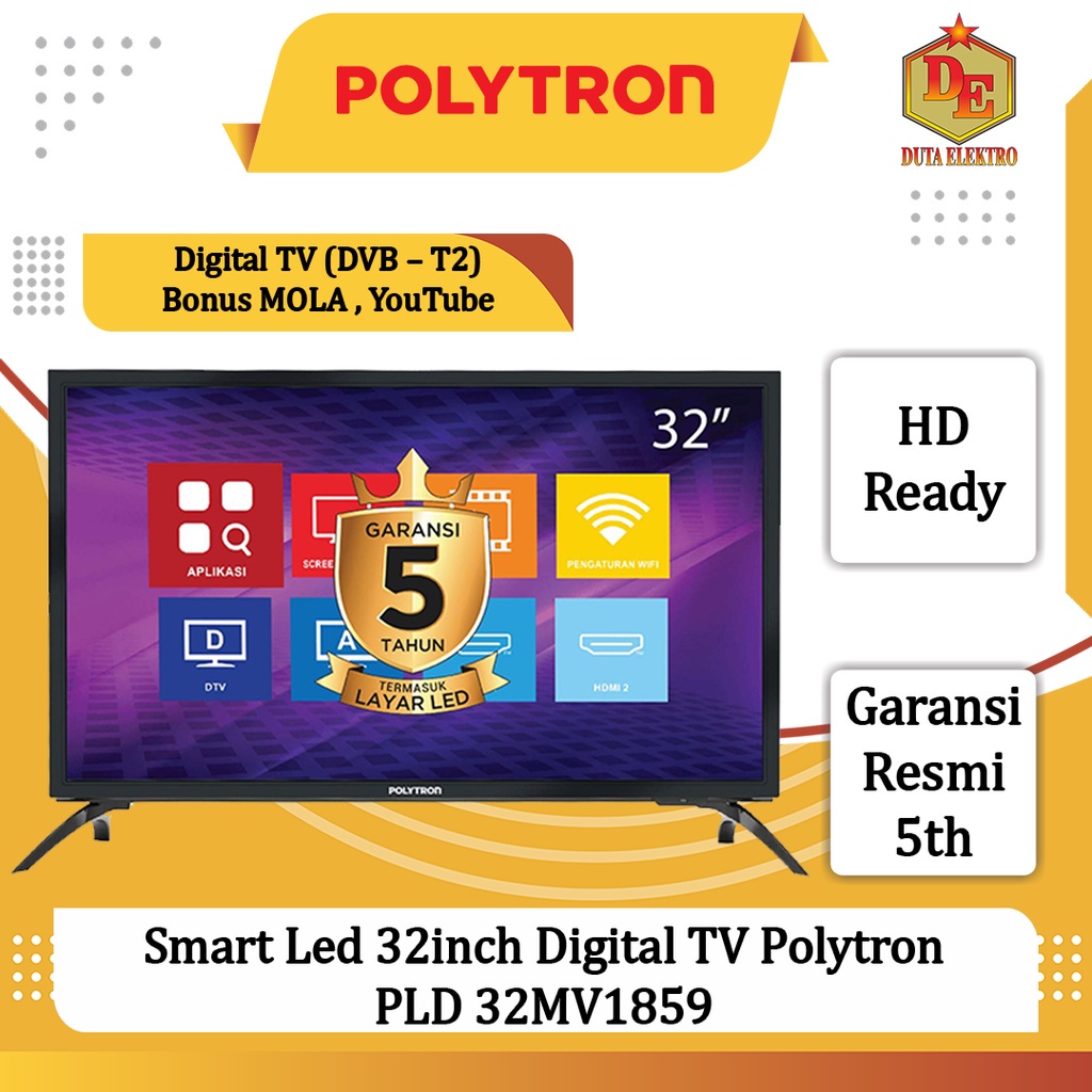 Smart Led 32inch Digital TV Polytron PLD 32MV1859