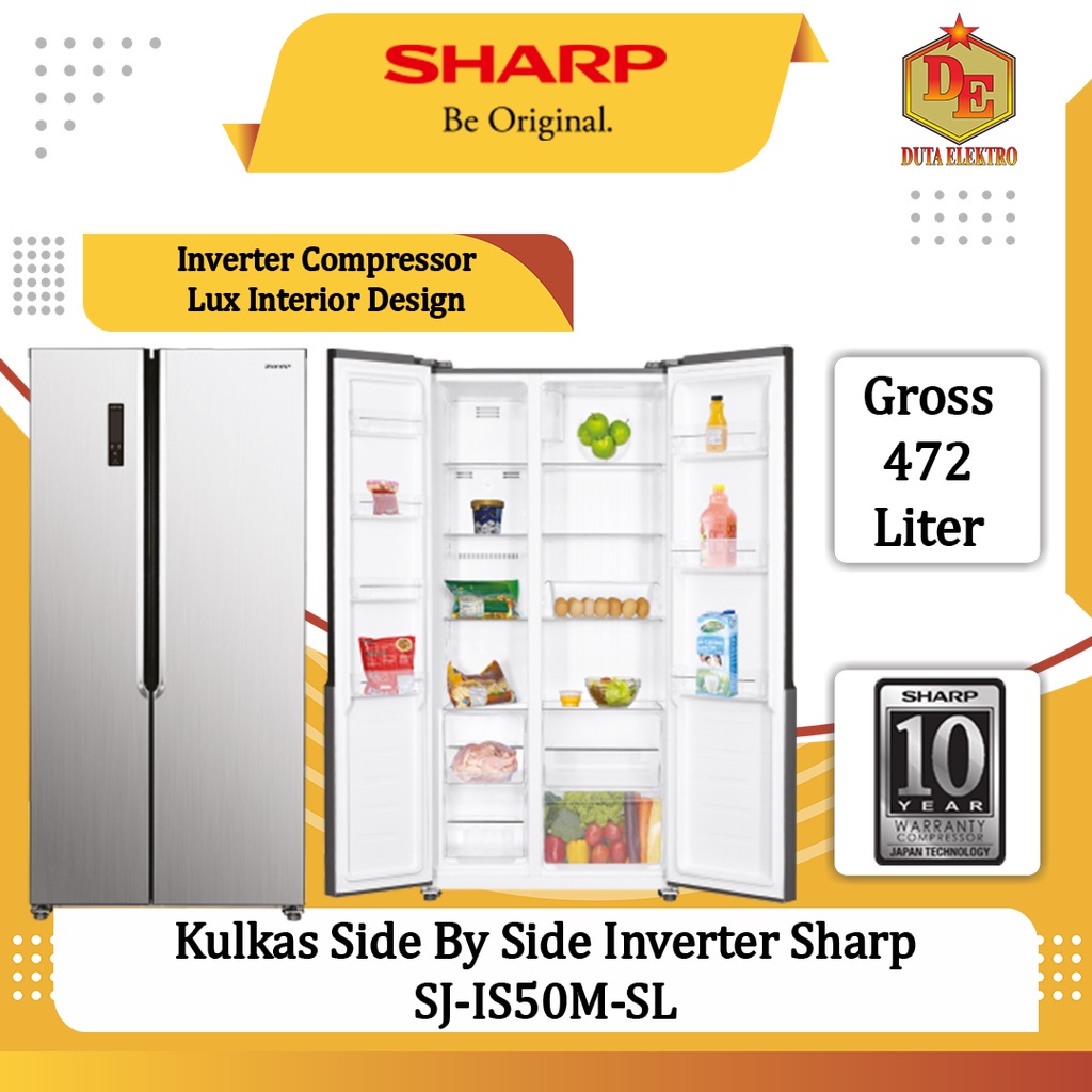 Kulkas Side By Side Inverter Sharp SJ-IS50M-SL