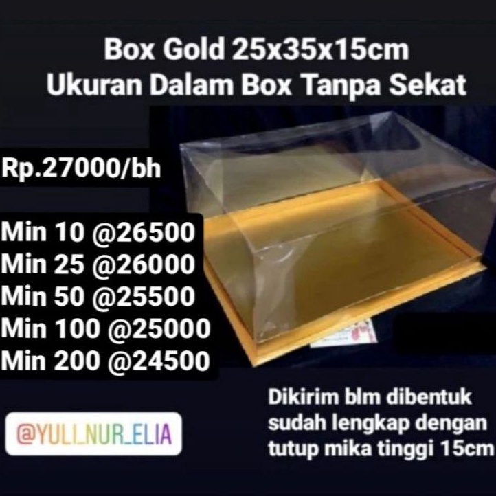 

Sale Box Gold 25x35x15cm inci tutup Mika Tinggi 15cm N0P