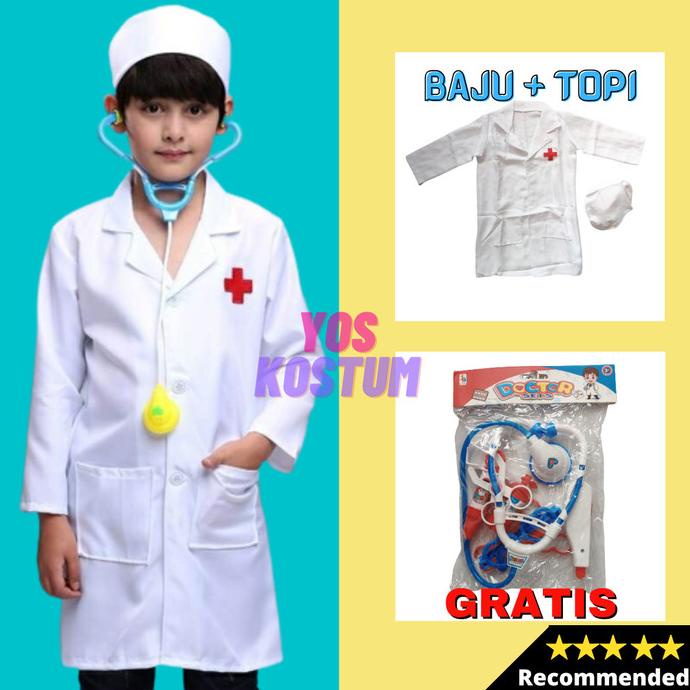 Kostum Profesi Anak Dokter Kecil Import Baju Laki Laki Perempuan Tk