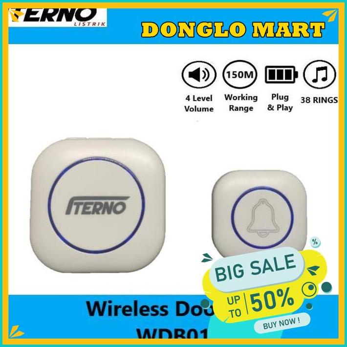 WIRELESS DOORBELL BEL PINTU RUMAH TANPA KABEL WATERPROOF WDB01 ITERNO TERBAIK 