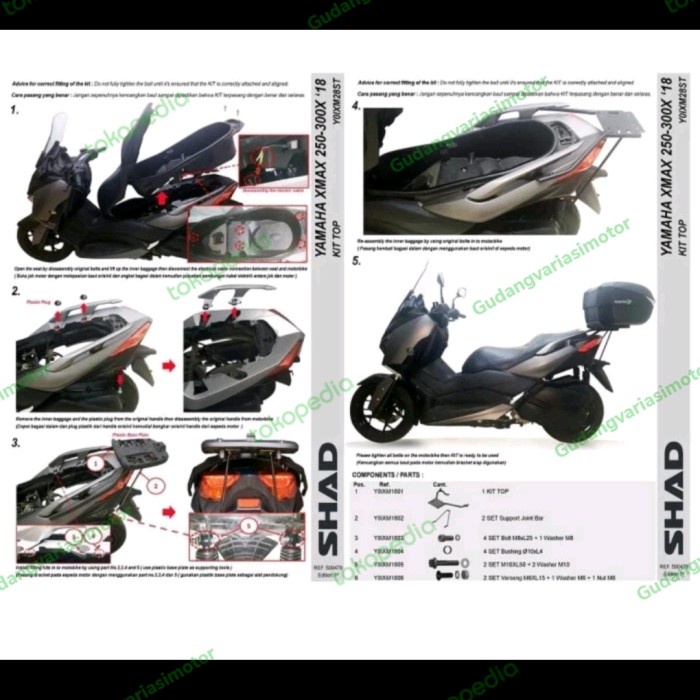 Breket Box Xmax 300/Xmax 250 Asli Merek Shad