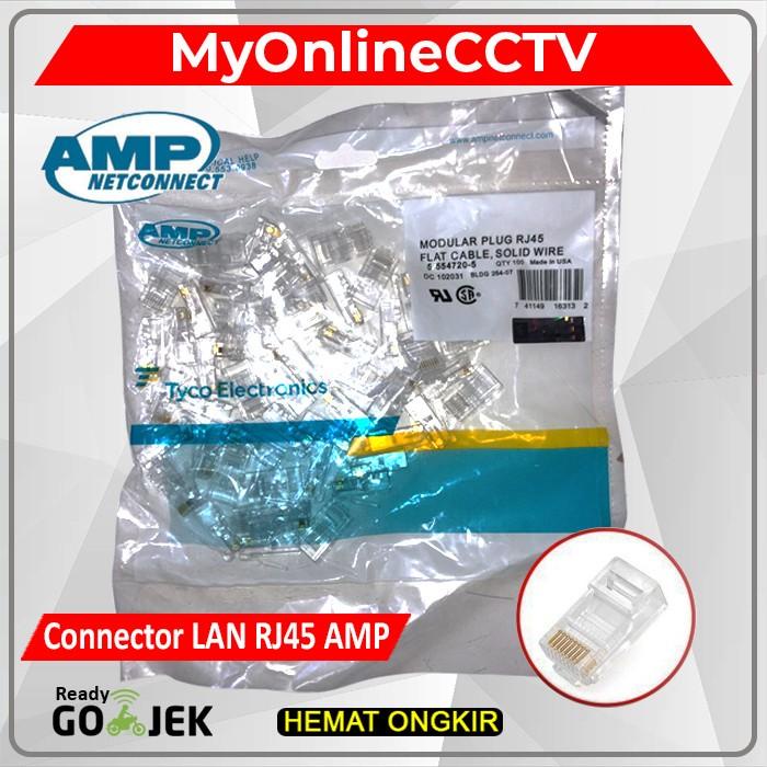 (( BISA COD) ORIGINAL AMP 1PACK ISI 50 CONNECTOR LAN RJ45 CAT5 CAT6