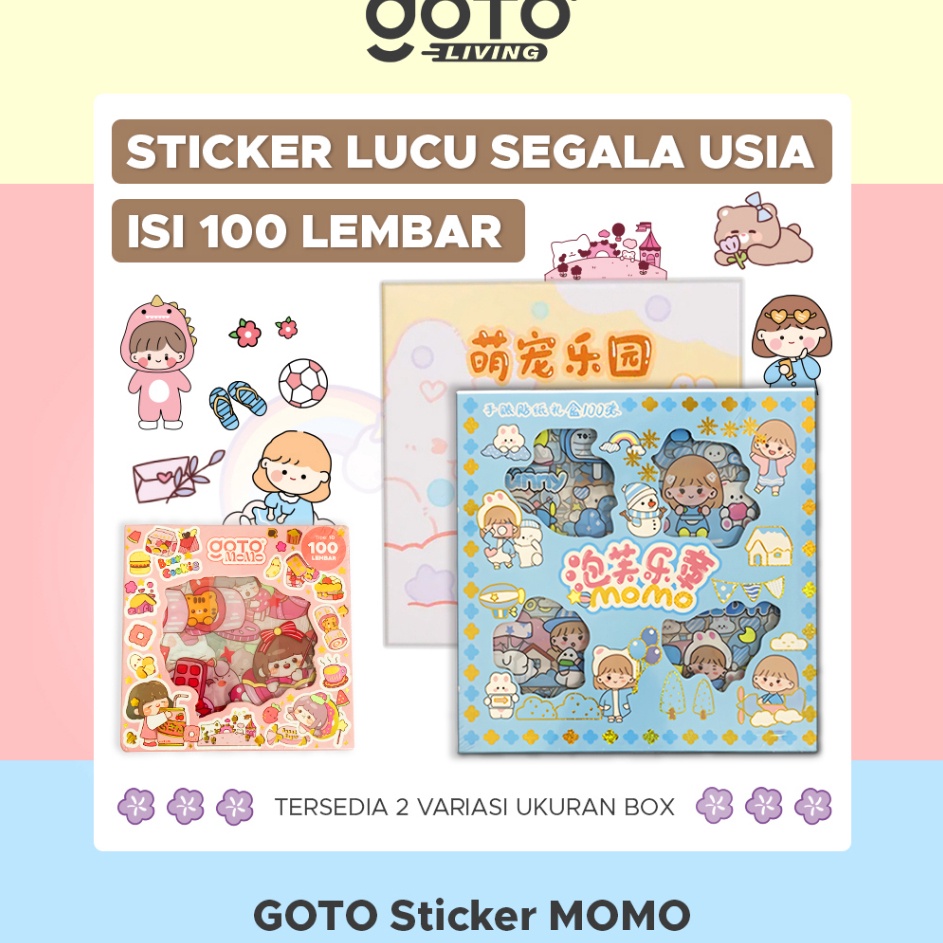 

✸Sale✲ F8FGU Goto Momo Stiker Lucu Sticker Kartun Korea Motif Anti Air 100 Lembar C71 ❇Terlaris