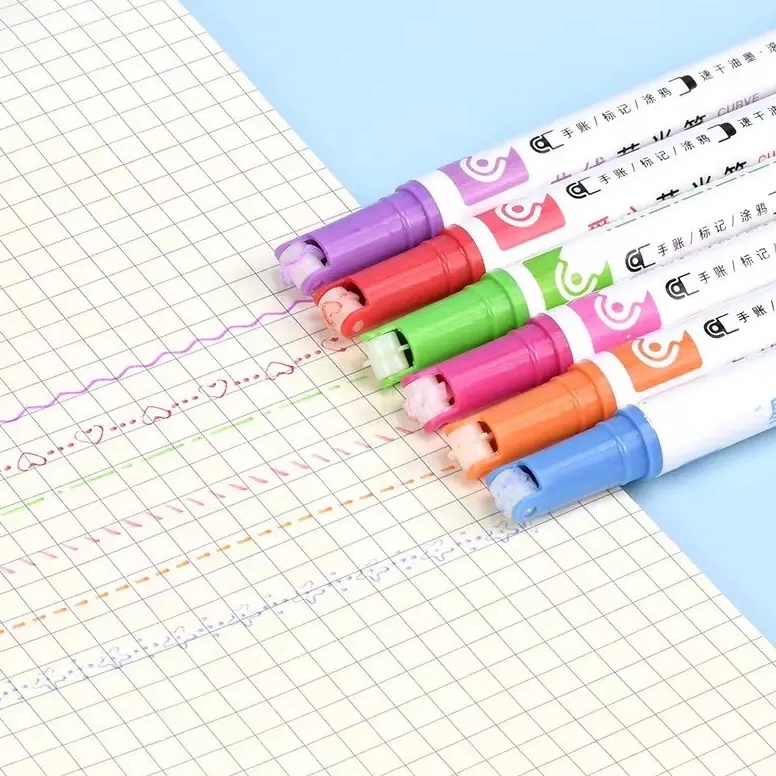 

[PRODUK-BKNSE57] CURVE HIGHLIGHTER 6 PCS HIGHLIGHTER MOTIF HIGHLIGHTER PEN UNTUK DIY JOURNALING ➟COD