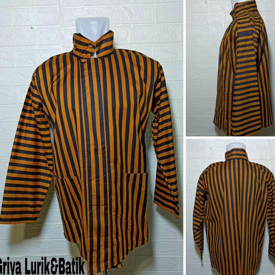 ✰Terkini➧ BWQNZ Baju Lurik Surjan Alusan Bahan Katun Premis Halus pakaian Jawa Modern F50 ✴Promo