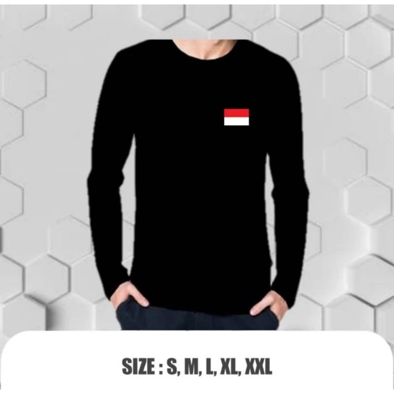 KAOS LENGAN PANJANG BENDERA INDONESIA LOGO SIMPEL