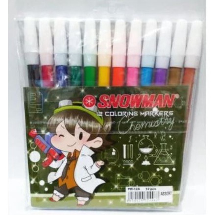 

[PRODUK-GJQR062] SPIDOL KECIL SNOWMAN 12 WARNA COLOURING PEN PW-12A js0ur