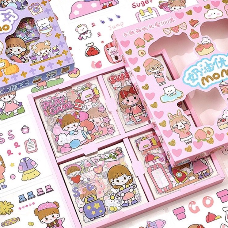 

#Sale✢ 6TWKQ [ACQ] 100 Lembar Stiker Motif Kartun Korea Anti Air Dapat Box W53 ❈Terupdate