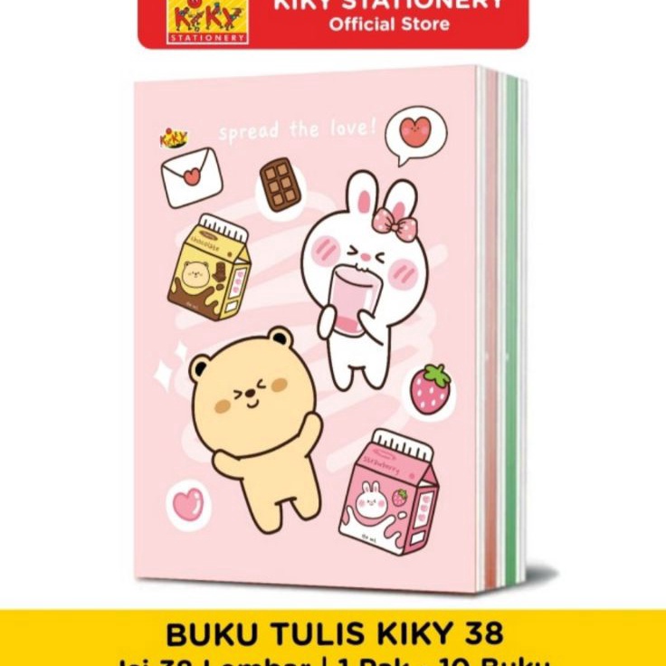 

↓Baru✸ BQ6PP Buku Tulis Kiky 38L/10 Per Pack Random (BERWARNA) T69 ☍Grosir