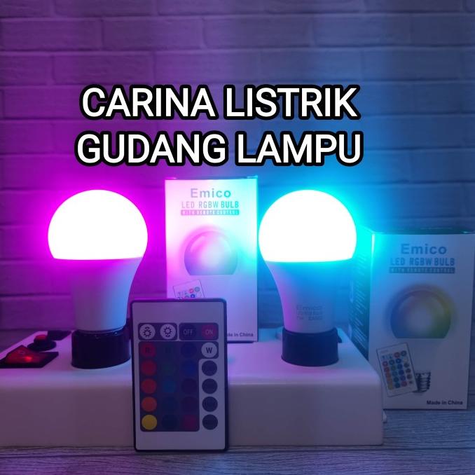 ((((()paling dicari] EMICO LAMPU HIAS BOLAM LED RGB REMOTE 7 WATT E27 RGBW 7W