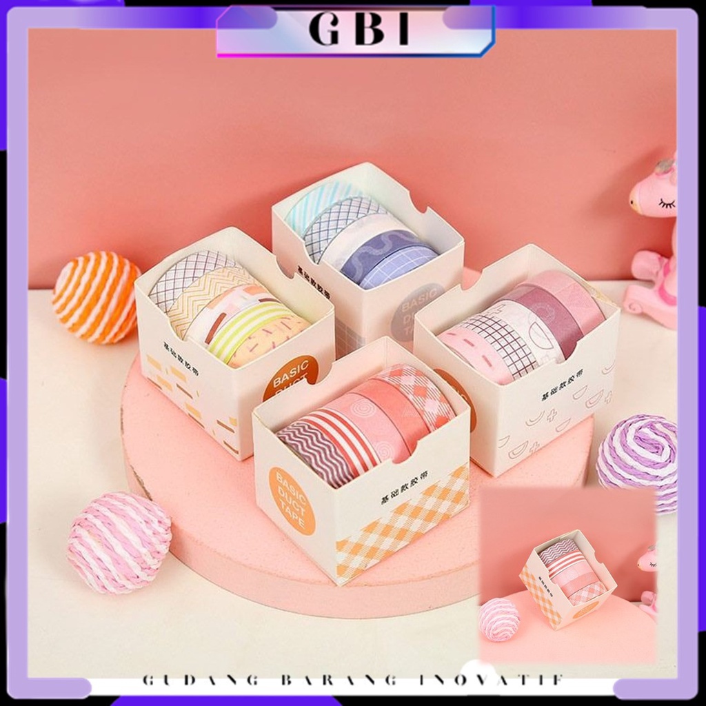 

GBI Masking Tape Set 5pcs Essential Collection Isi 5 Selotip Bahan Kertas Washi Warna Warni