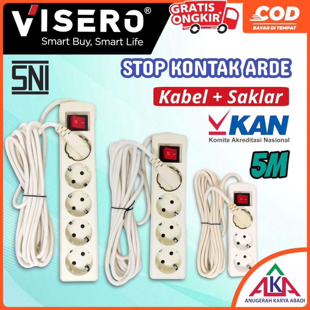 

IW7242 VISERO Stop Kontak Arde Kabel 5M 3 / 4 / 5 Lubang Tombol Lampu SNI 6zi9z