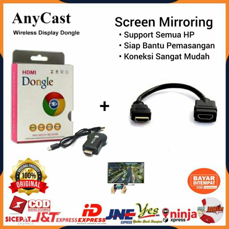 Populer [Cod] Anycast Dongle Wireless Penyambung Hp Ke Tv / Anycash Dongel Miracast Wifi + Sambungan