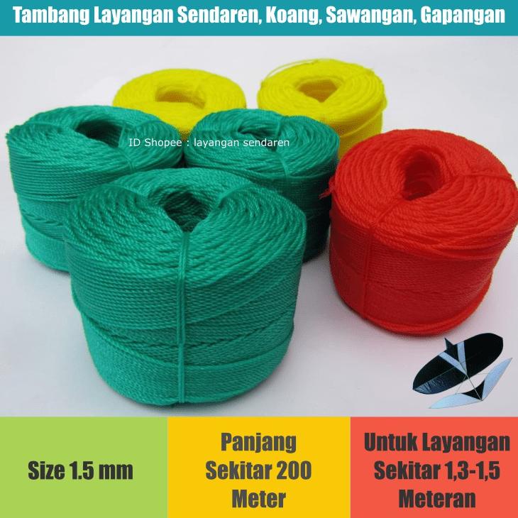 Populer Benang Kenur Tali Tambang Plastik Size 1.5 Mm Utk Layangan  1,3 Meter - 1,5 Meteran Msx