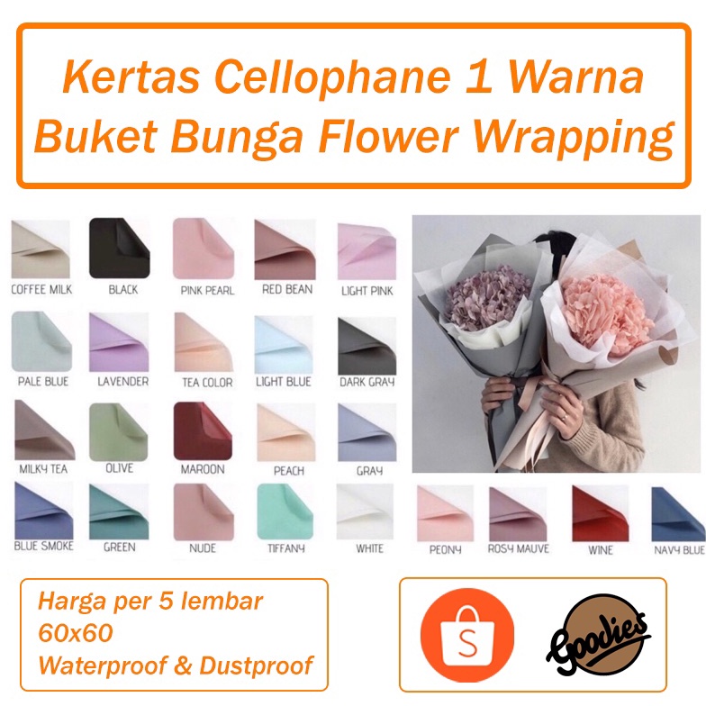 

✧ *5 LEMBAR* Kertas Buket Bunga Cellophane (1 Warna) Flower Wrapping Paper Celophane / Chellophane Murah untuk Snack 10035