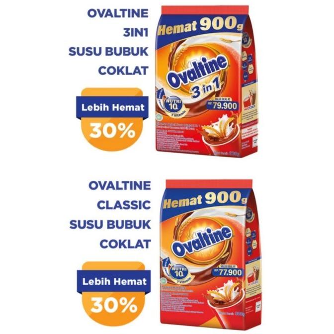 

$+$+$+$+] Ovaltine 3in1 3 in 1 900gr Ovaltine classic 900 gr susu bubuk cokelat