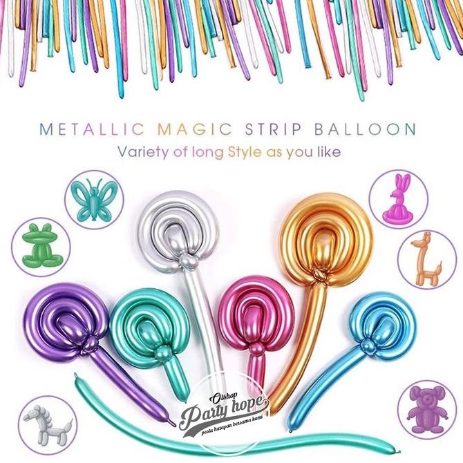 ~~~~~] balon latex twist chrome / balon pentil chrome / balon cacing chrome