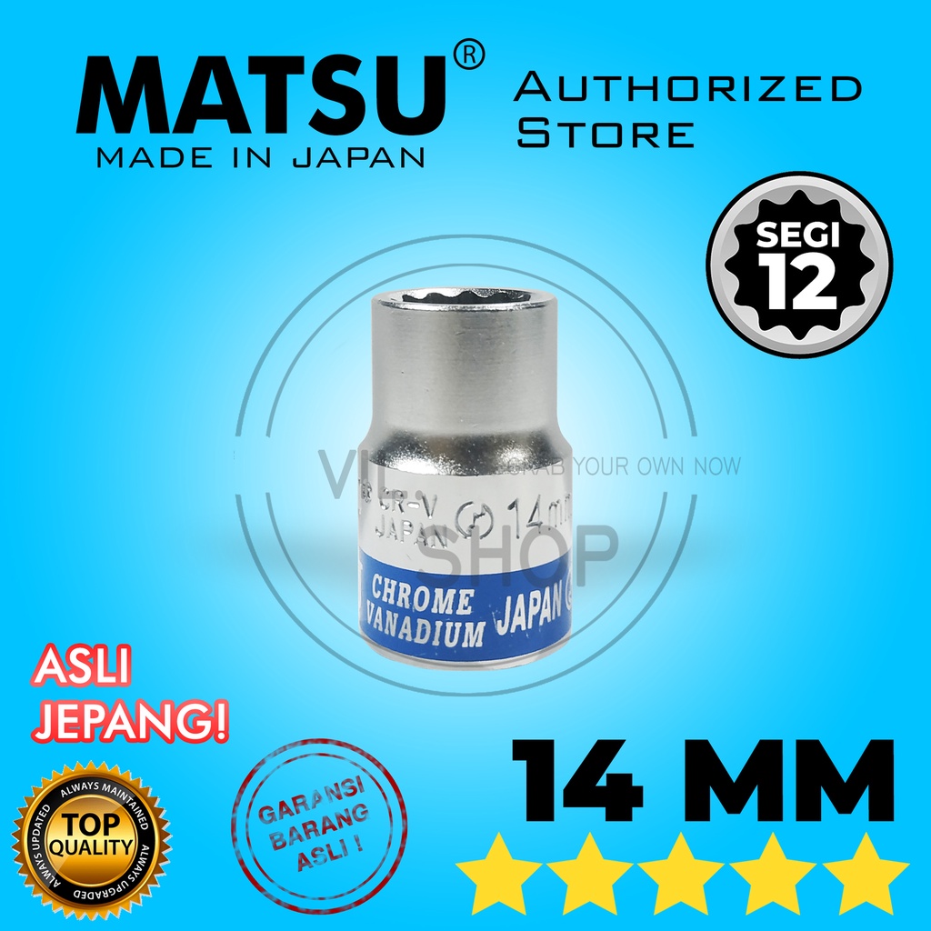 MATA KUNCI SOK 14 MM SEGI 12 BINTANG BUNGA SHOCK MATSU ASLI JEPANG KUALITAS BAGUS / DRIVE SOCKET MAT