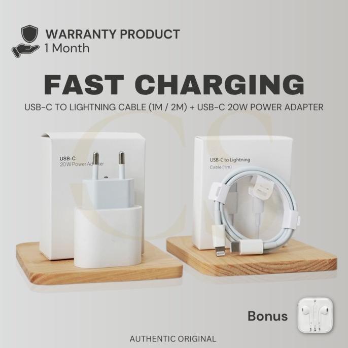 Charger Iphone Original 100% Fast Charging 20W Adaptor Usb-C + Kabel Original