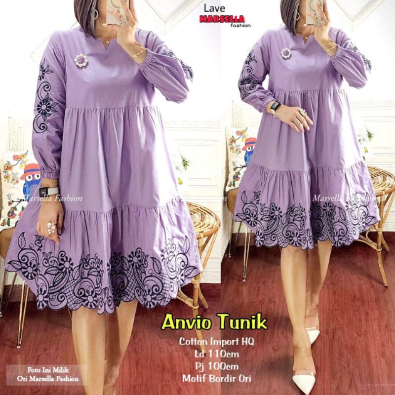 ANVIO TUNIK/ MIDI KATUN BORDIR JUMBO ORI MARSELLA
