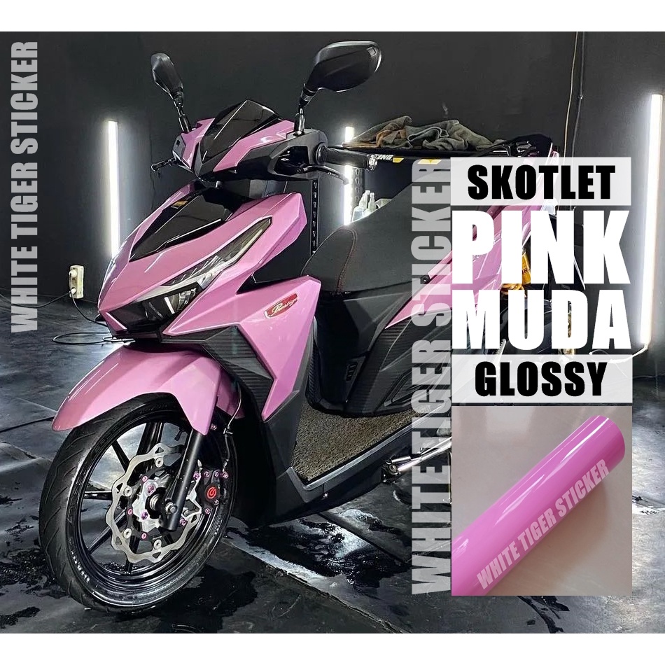 SKOTLET STIKER MOTOR PINK MUDA GLOSY SCOTLITE PINK GLOSY SKOTLET WARNA PINK SKOTLET MOTOR PINK GLOSY