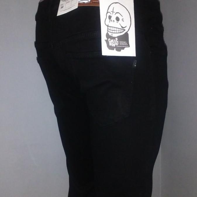 Trend Celana Jeans Cheap Monday Skinny/Pensil Pria , Hitam Pekat Original