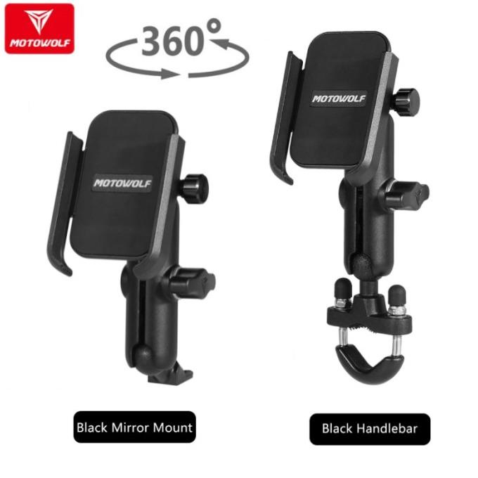 Terbaik Holder Hp Motor Stang Motowolf Phone Holder Motor Spion 360 Alloy Stok Terbatas