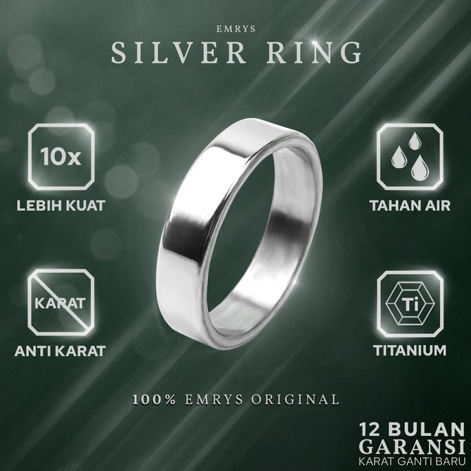 Emrys Simple Ring Silver Ring Cincin Titanium Pria Wanita