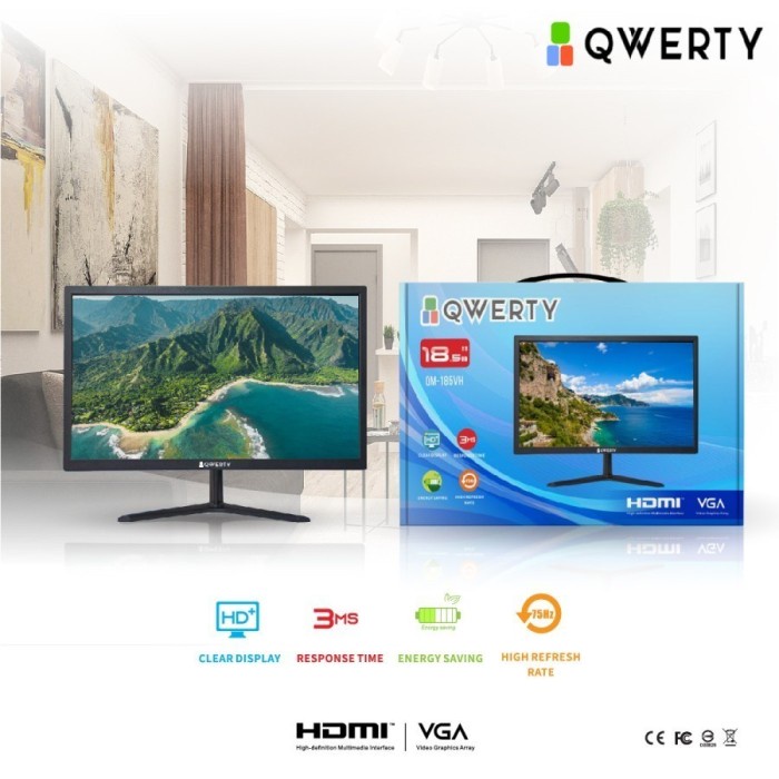 Terlaris Monitor Qwerty 19 Inch Hdmi + Vga Ips Full Hd 75Hz 3Ms