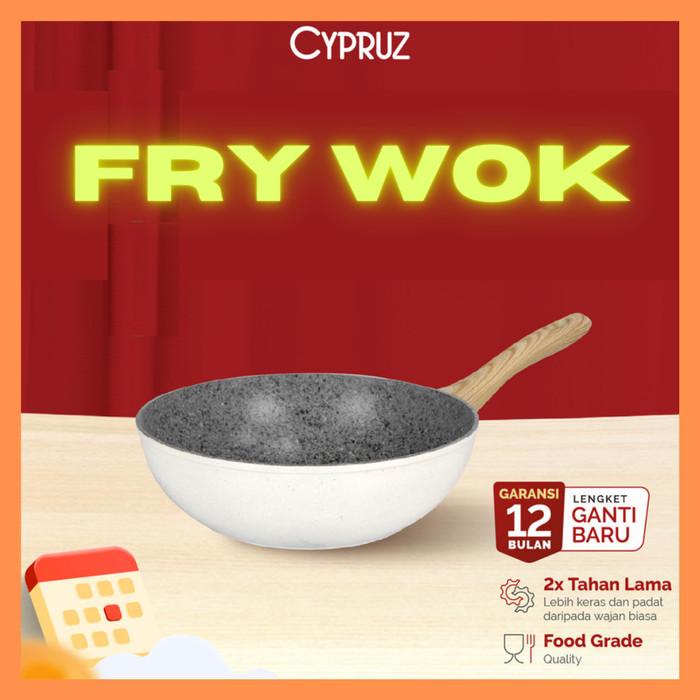 Wok Pan Granit White Cypruz Fry Wok Wajan Anti Lengket 20