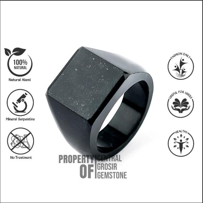 Cincin Exclusive Batu Giok Hitam Black Jade Original