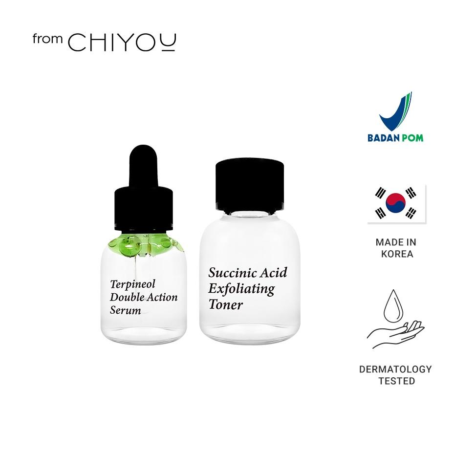 ( Bisa Cod ) FROMCHIYOU Terpineol Double Action Serum + FROMCHIYOU Succinic Acid Exfoliating Toner S