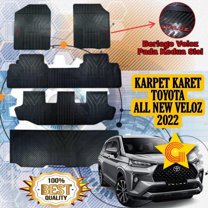 Interior Mobil Karpet Karet Logo Merah All New Avanza Veloz 2022-2023 Fullset