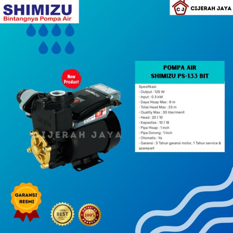 SHIMIZU PS 133 BIT POMPA BOOSTER OTOMATIS POMPA DORONG PS133BIT PS 133BIT BOOSTER PUMP SHIMIZU