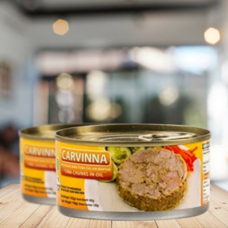 

code6c6Bq Tuna Kaleng High Quality merek Carvinna Oil (dalam minyak)