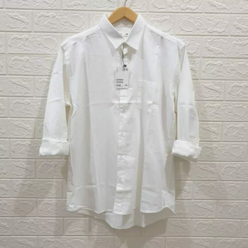 Kemeja putih polos pria kemeja H&M kemeja dewasa Kemeja slimfit