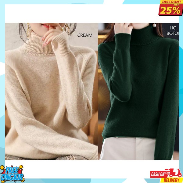 Turtle Neck Pendek Viral Korea Promo Turtleneck Leher Tinggi Turtel Neck Rajut Cwe Inner Kerah Leher