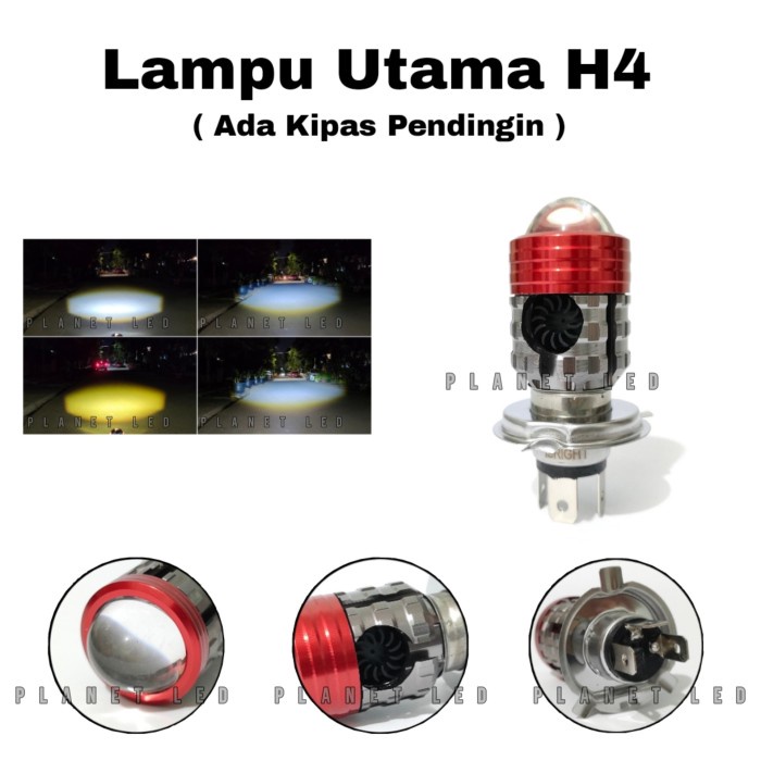 Ibright Lampu Utama H4 Tipe Laser + Kipas Pendingin Sorot High Low