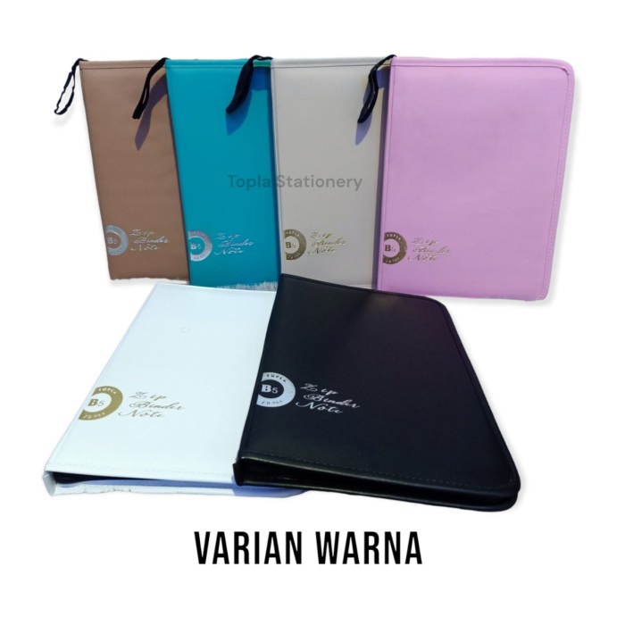 CUCI GUDANG TOPLA Buku Binder File Resleting B5 Kulit - Zipper Binder Notebook B5
