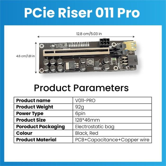 Pcie Riser Card 011S Pro - For Mining Vga Gpu - 10 Kapasitor