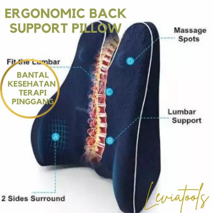 Bantal Punggung Sandaran Lumbar Ortoped Kursi Kantor Mobil Memory Foam