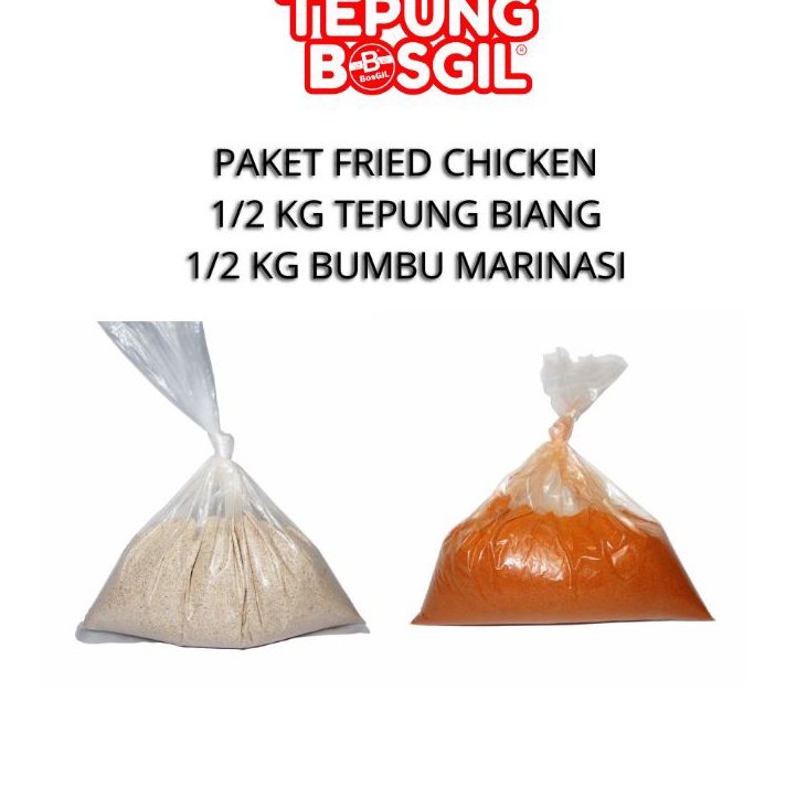 

Paket tepung Premium Fried Chicken (1/2 kg tepung biang dan 1/2 kg tepung marinasi)