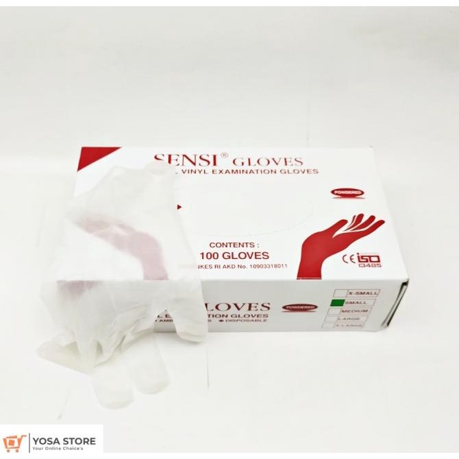SENSI GLOVES Size S Vinyl Handscoon Powedered Isi 100's
