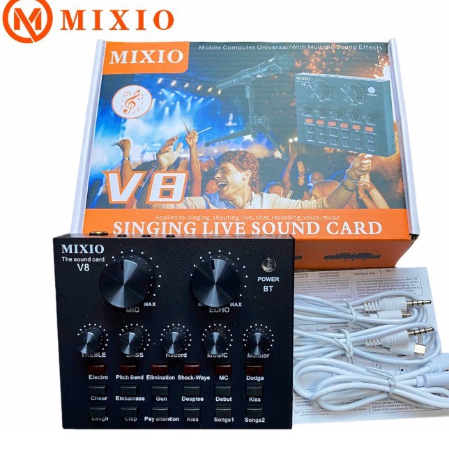 Murah MIXIO V8S PREMIUM Live Streaming Soundcard Adapter Phone Laptop Microphone ➢❈