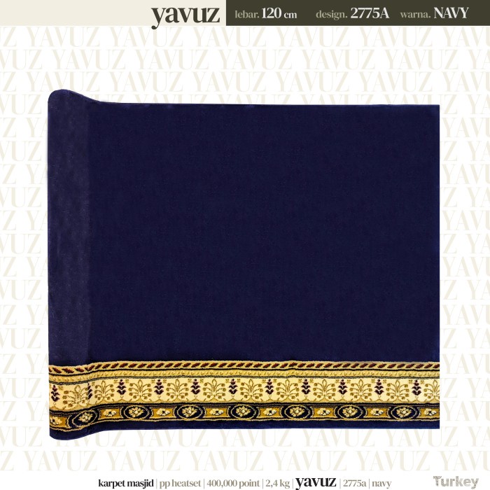 Terlaris Sajadah Karpet Masjid Meteran Turki Navy / Biru Tua Yavuz 2775A