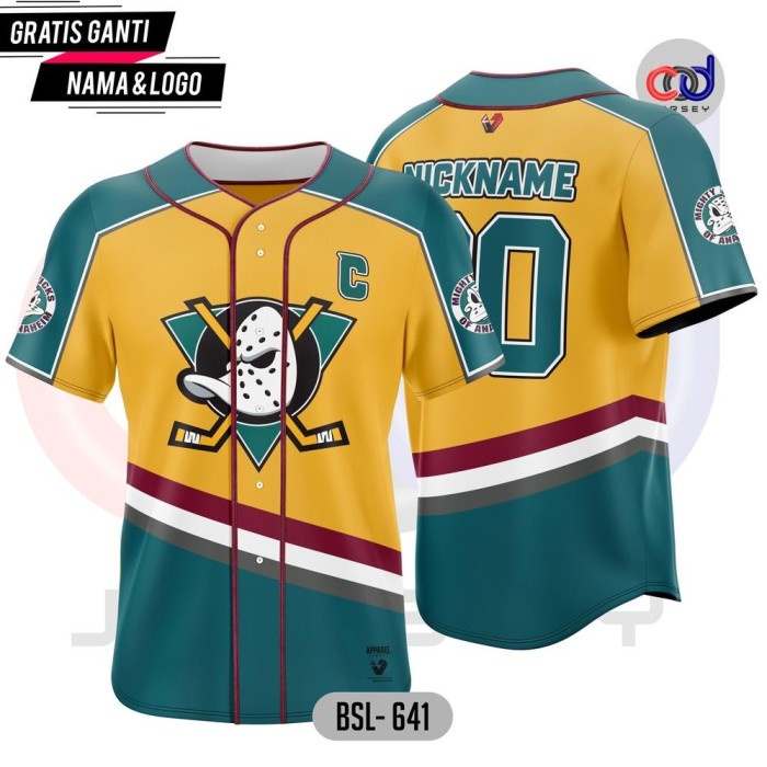 Best Seller Jersey Baseball Baju Baseball Pria-Wanita Team Mighty Ducks 3D Full